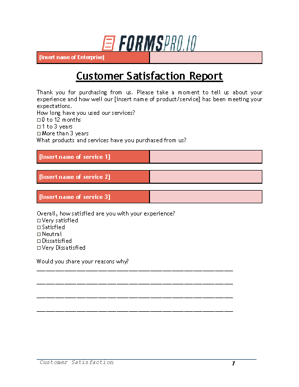 Customer Satisfaction Report Template