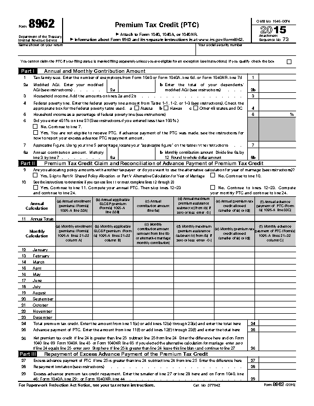 Free Free Irs 8962 Printable Forms Printable Forms Free Online